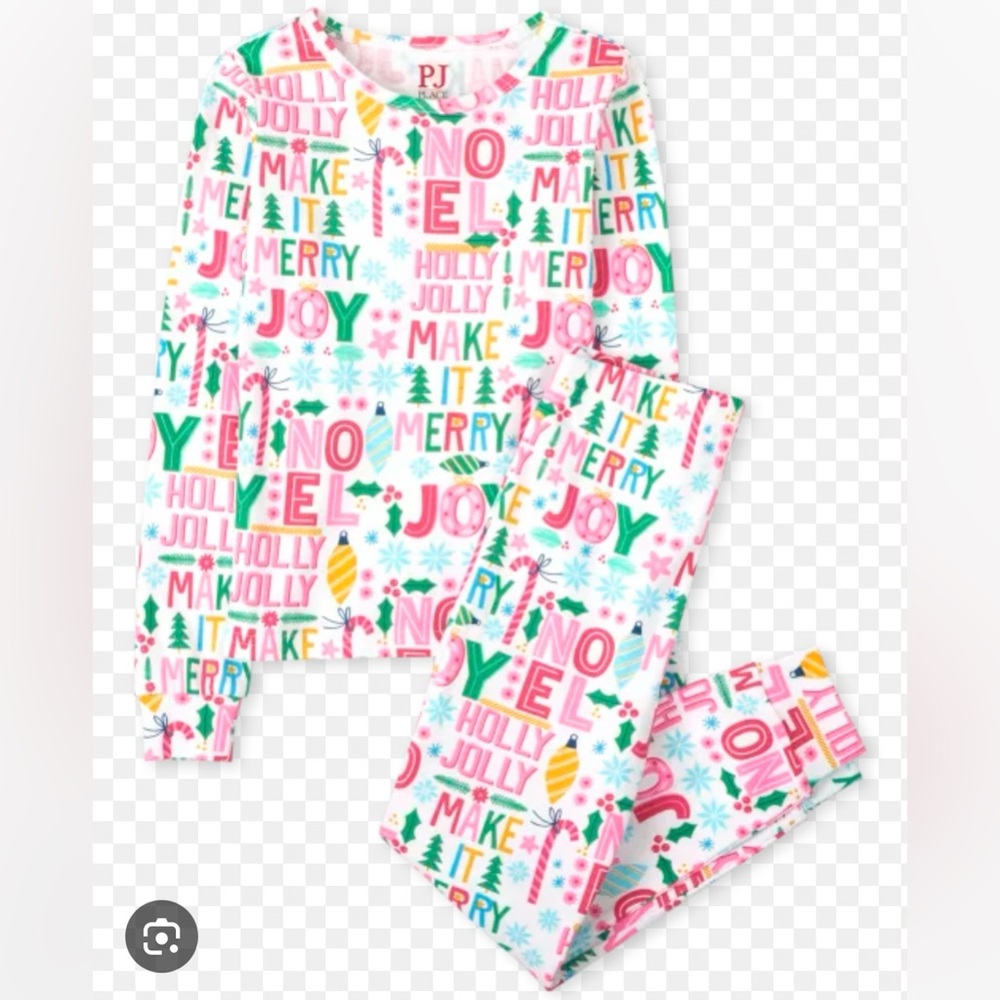 The Children's Place Festive Print Pajama Set - Pink and Green